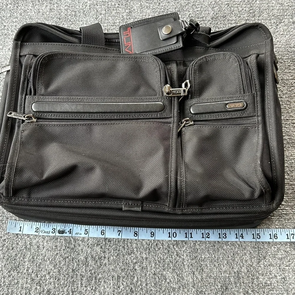 Tumi Laptop Bag Alpha Expandable Organizer Brief 26141D4 Black‎ Ballistic Nylon